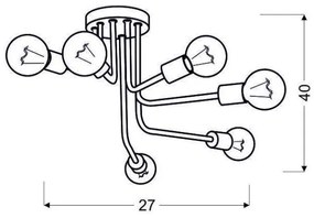 Lampadario a plafone SPILL 6xE27/60W/230V