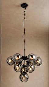 Lampadario Firenze nero paralume fumè trasparente 10xE14 ø60cm LA MIA LUCE