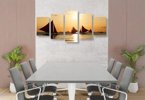 Quadri 5 pezzi – Splendido tramonto sul mare