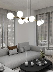 Lampadario a sospensione GRAVITY 8 Nero/Bianco e Oro 8xE14
