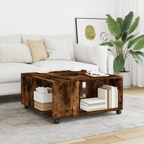 Tavolino Da Salotto Rovere Fumo 80x80x40cm İn Legno Multistrato /
