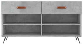 Panca Porta Scarpe Grigio Cemento 102x35x55cm Legno Multistrato