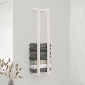Portasciugamani Bianco 23x18x110 Cm İn Legno Massello Di Pino /