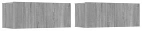 Set di mobili porta tv 4 pz grigio sonoma in legno multistrato