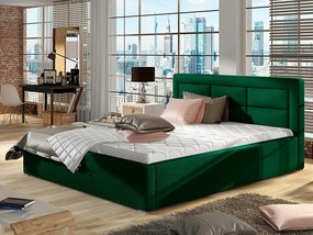 Letto matrimoniale con box contenitore Manila - 160 x 200 cm , Tessuto verde