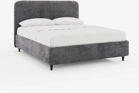 KAELOS letto minimal imbottito - vano contenitore, piedi alti e testiera arrotondata in tessuto ciniglia