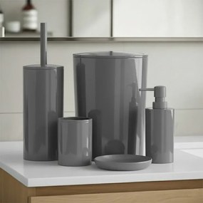 Set accessori bagno da appoggio 5 pezzi in plastica grigio Glim