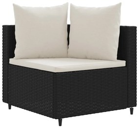 Set divani da giardino con cuscini 7pz nero polyrattan