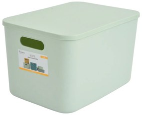 Scatola con coperchio in verde chiaro in plastica 35,5x25,5x23 cm – Homéa