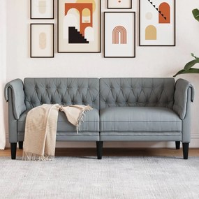 Divano Chesterfield A 2 Posti Grigio Chiaro İn Tessuto /