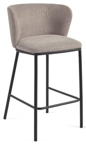 Kave Home - Sgabello Ciselia in ciniglia marrone chiaro gambe acciaio nero altezza 65 cm FSC Mix Credi