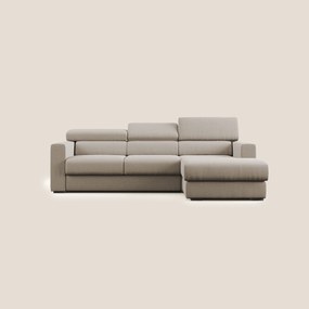 Dylan divano angolare con pouf estraibile poggiapiedi in tessuto simil cotone impermeabile T13