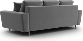 Divano grigio chiaro allungabile e con contenitore con rivestimento in velluto 235 cm Kyoto – Cosmopolitan Design