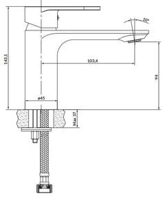 Cersanit S951-328 - Rubinetto del lavandino CREA 14,3 cm cromo lucido