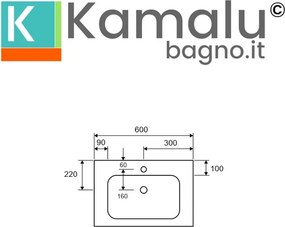 Lavabo da incasso per mobili 60 cm in solid surface | KLIT600SS - KAMALU