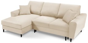 Divano letto in velluto a coste beige, angolo sinistro Moghan - Micadoni Home