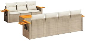 Set divano da giardino 8 pz con cuscini beige in polyrattan