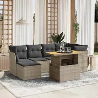 Set Divani da Giardino 7 pz con Cuscini Grigio in Polyrattan 3275482