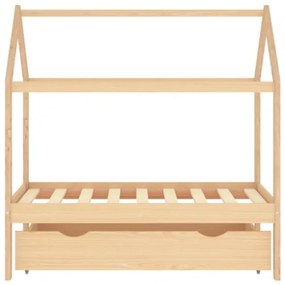 Giroletto per Bambini con Cassetto in Pino Massello 70x140 cm