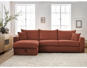 Divano angolare color mattone allungabile (con composizione variabile) con rivestimento in velluto a coste Augustin – Bobochic Paris