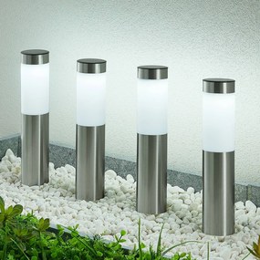 Lindby lampioncino LED solare, set da 4, picchetto, 31 cm, IP44 Sirita, Alluminio / Grigio / Zincato, Acciaio Inox, Moderno, Lampade solari