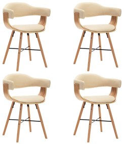 Sedie Da Pranzo 4 Pz Crema İn Similpelle E Legno Curvato /