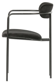 Sedia da pranzo in velluto nero Ivy - WOOOD