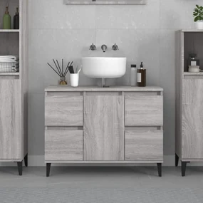 Mobile Lavabo Grigio Sonoma 80x33x60 Cm İn Legno Multistrato /