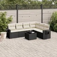 Set Divani da Giardino con Cuscini 7pz Nero Polyrattan 3220215