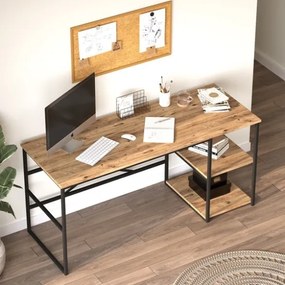 Scrivania Industrial Con Ripiani Laterali 160x60x75H Rovere E Antracite Voyage DX