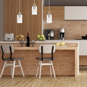 Lampadario a sospensione con filo MADERA 1xE27/60W/230V bianco/legno