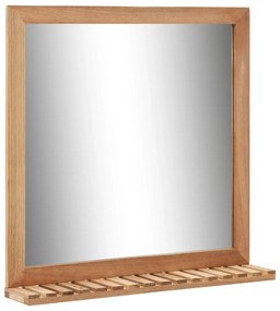 Specchio Da Bagno 60x12x62 Cm İn Legno Massello Di Noce /