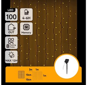 Aigostar - Catena di Natale solare a LED 100xLED/8 funzioni 4x1m IP65 bianco caldo