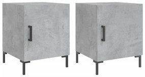 Comodini 2 pz grigio cemento 40x40x50 cm in legno multistrato