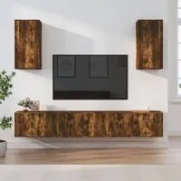 Set di Mobili Porta TV 6 pz Rovere Fumo in Legno Multistrato 3188691