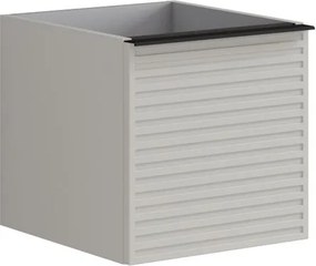 Cassettiera Pixel con 1 cassetto frontale Stripes laccato opaco Beige Greige e maniglia alluminio nero opaco L.40 H.40 P.45,5 cm.