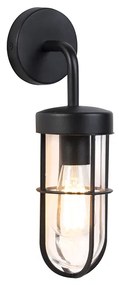 Lampada da parete esterna rustica nera con vetro - Elza