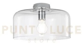 Plafoniera gibus trasparente 1 luce attacco e27 30x30x23cm in vetro...