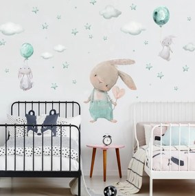 Adesivi da parete per bambini - Coniglietti, stelle, nuvolette | Inspio