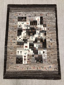 Loribaft Tappeto 80x120 Grigio (Iran) Annodato A Mano