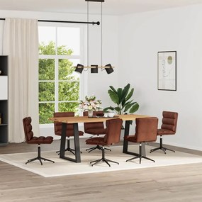 Sedie Da Pranzo 6 Pz Marrone Lucido İn Similpelle /