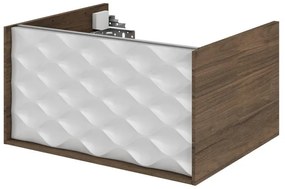 Mobile da bagno sotto lavabo SENSEA Neo Frame noce e bianco laccato lucido L 60 x H 32 x P 48 cm 1 cassetto, lavabo non incluso