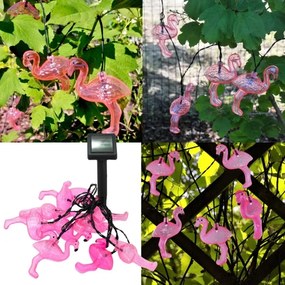 LED Catena decorativa solare 10xLED/1,2V 300 mAh 3,8 m IP44 fenicottero