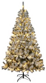 Albero di Natale artificiale innevato Oxford verde con illuminazione H 210 cm x Ø 114 cm