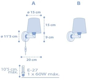 Dalber 82219T -  Applique per bambini  STAR LIGHT 1xE27/60W/230V blu