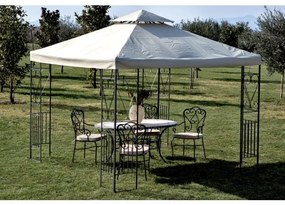 Gazebo In Metallo 3x3 Con Pannelli Decorati Telo Ecrù