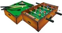 Tavolo Multi Gioco 2 in 1 51x31x15 cm Calciobalilla Biliardo Marrone Chiaro