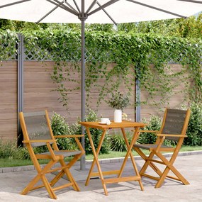 Set Da Bistrot 3pz Grigio İn Polipropilene E Legno Massello /