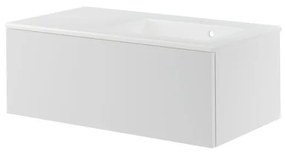 Mobile da bagno sotto lavabo Neo bianco laccato L 90 x H 32 x P 48 cm 1 cassetto, lavabo non incluso