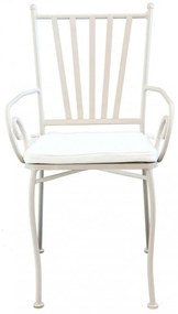 Poltrona Giunone con cuscino - Elegante poltrona in acciaio verniciato color tortora con morbido cuscino ecru.